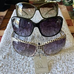 Women's Sunglasses Trio - Black, Green, and black and white frames